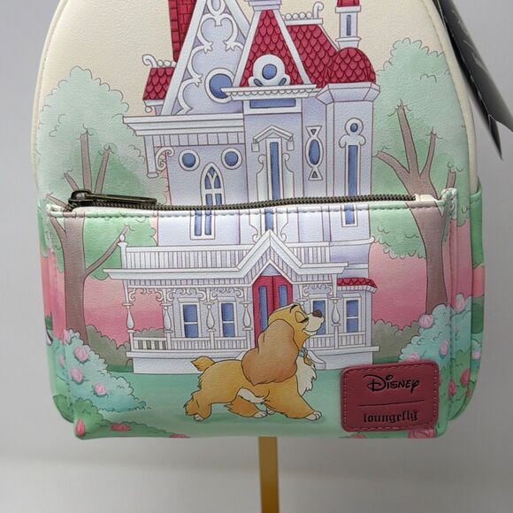 Disney Loungefly Lady and the Tramp House Mini Backpack NWT Dog Castle Pink main image 5